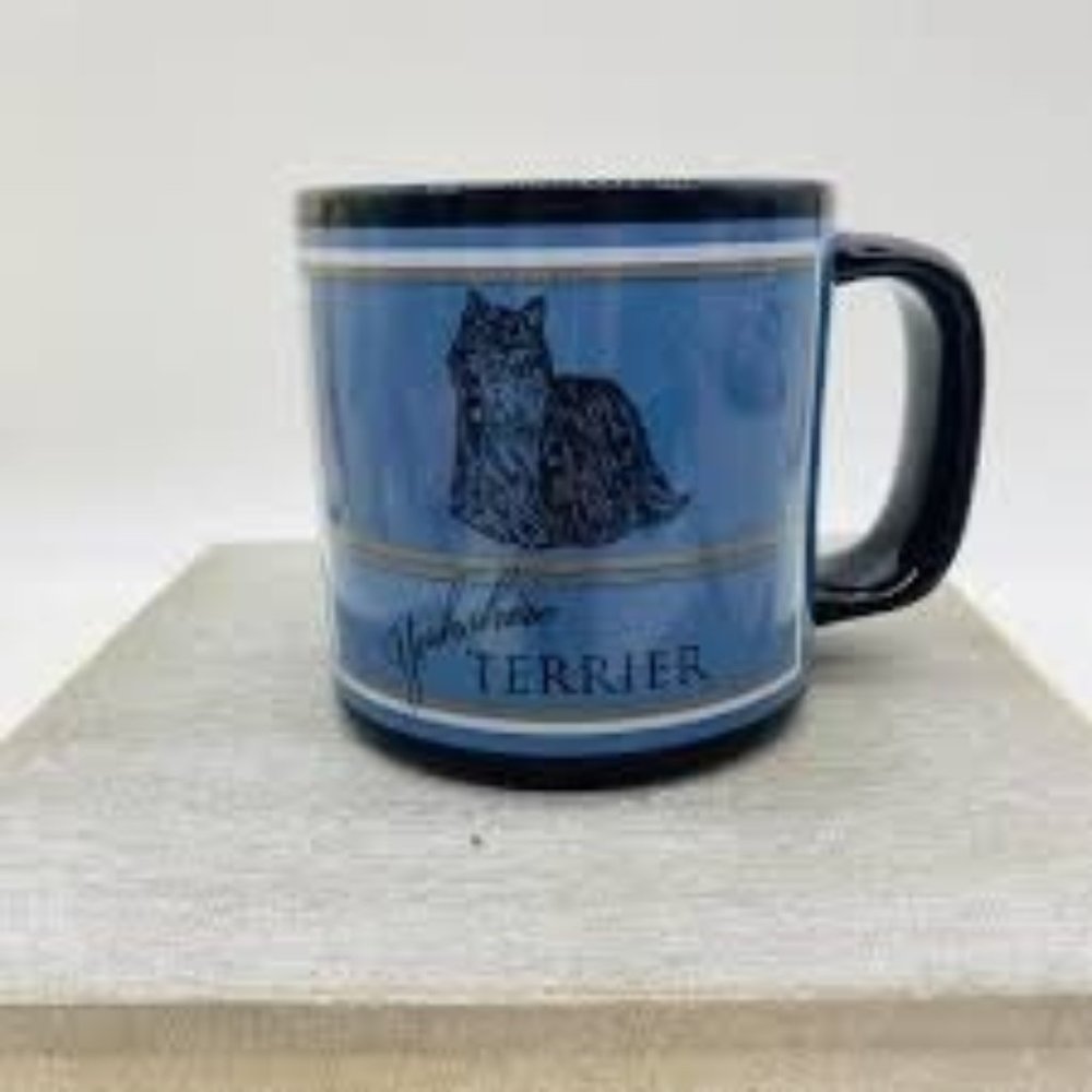 Russ Berrie Yorkshire Terrier Coffee Mug Cup Blue and Black